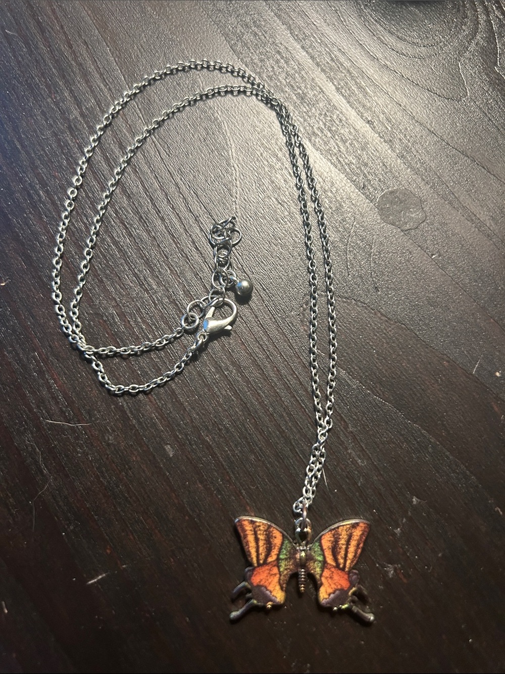 Swallowtail Butterfly Necklace in Orange and Green